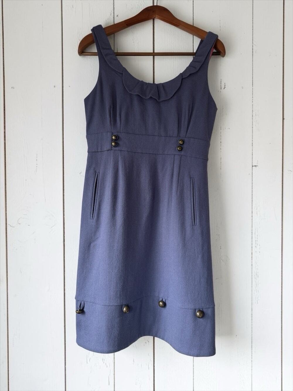 Anthropologie Moulinette Soeurs Women's Dusty Blue Dress Wool Blend Size 8